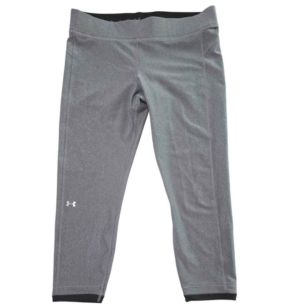 Under‎ Armour HeatGear Athletic Capri Leggings Running Gym Fitness Gray SZ XL